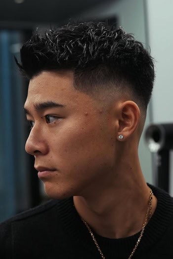 Spiky Textured Quiff with Mid Skin Fade Haircut