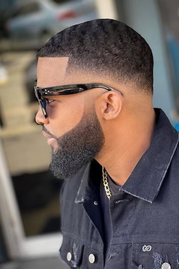 Sharp Edge Up Fade with Full Beard Haircut