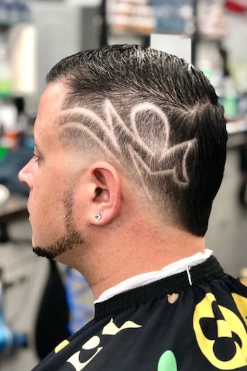 Fade with Line Design Haircut