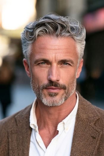 Short Gray Waves with Taper Hairstyle