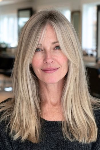 Face-Framing Fringe with Long Layers Hairstyle