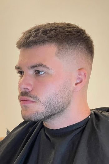 Crew Cut with Block Fringe and Skin Fade Haircut