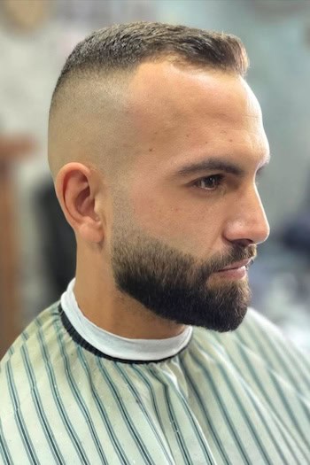 High Skin Fade with Short Textured Top with Beard Haircut