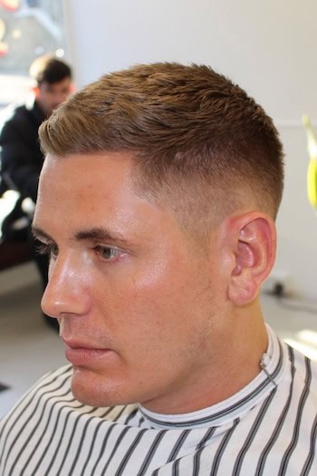 Ivy League with Low Bald Fade Haircut