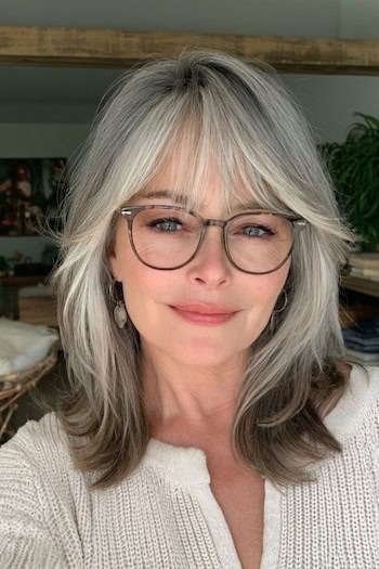 Shoulder-Length Layers with Wispy Bangs Hairstyle