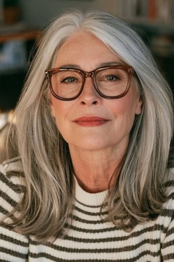 Mid-Length Silver Hairstyle