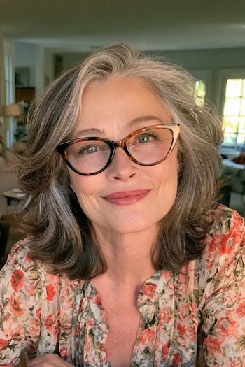 Medium Gray Blended Layers Hairstyle