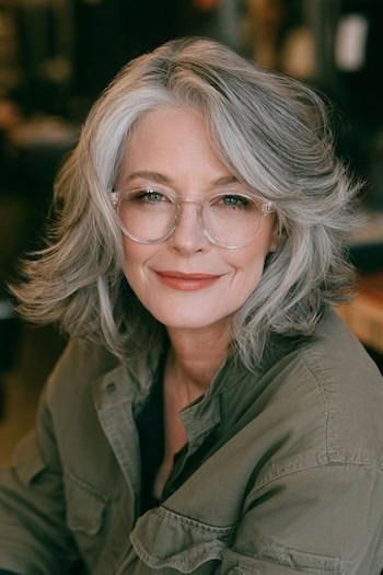 Side-Parted Flipped-Out Layers with Volume Hairstyle